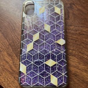 iPhone 10 / iPhone X Purple glitter waterfall case